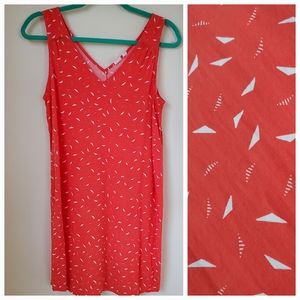 NWOT Gap V-Neck Shift Dress Orange With White Triangles Size S